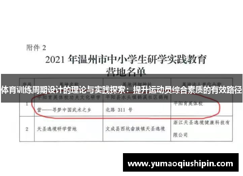 体育训练周期设计的理论与实践探索:提升运动员综合素质的有效路径