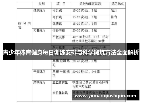 青少年体育健身每日训练安排与科学锻炼方法全面解析